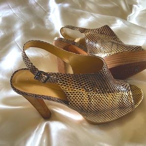 BCBG Leather snake print heels, very sassy